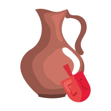 Yahudi dreidel oyuncak çaydanlık ile şans