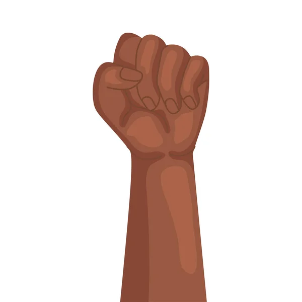 Afro mano humana hasta puño protestando — Vector de stock