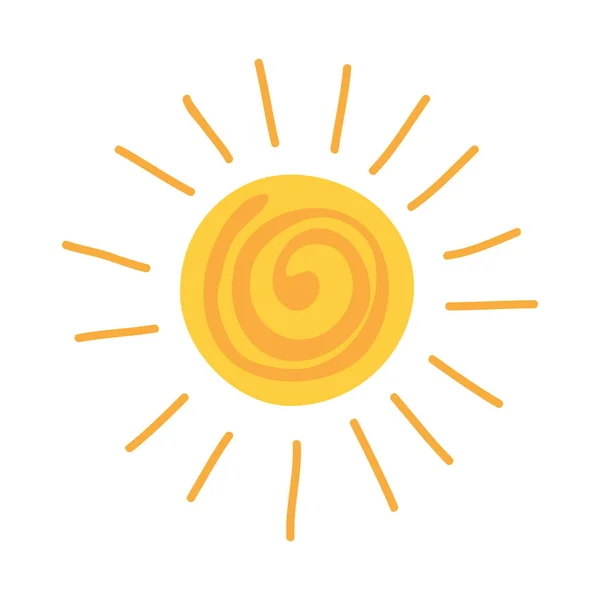Sol de verão desenhado ícone isolado — Vetor de Stock