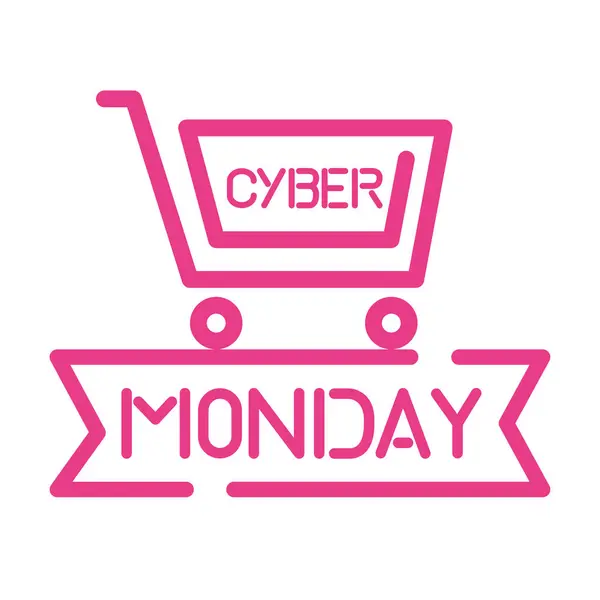 Cyber lundi vente lettrage dans le panier — Image vectorielle