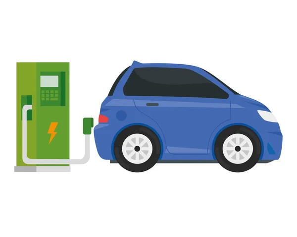 Station service d'écologie électrique avec voiture pourpre — Image vectorielle