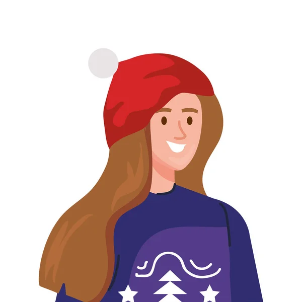 Junge Frau mit Wintermantel und Hut — Stockvektor