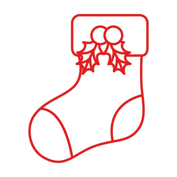 Weihnachten Weihnachtsmann Socken Linie Stil-Ikone — Stockvektor