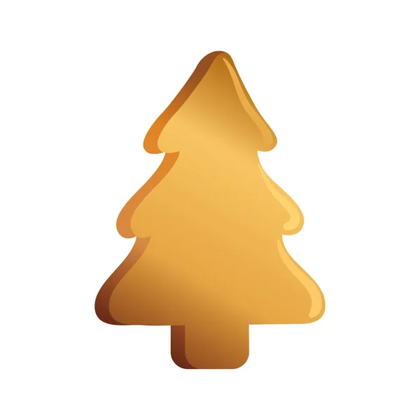 Kerstmis gouden dennenboom decoratieve pictogram — Stockvector