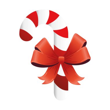 Mutlu noeller kırmızı kurdele ve tatlı baston