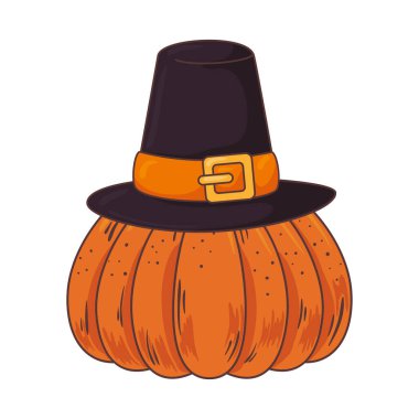 Şükran Günü piligrim şapka aksesuarı balkabağına