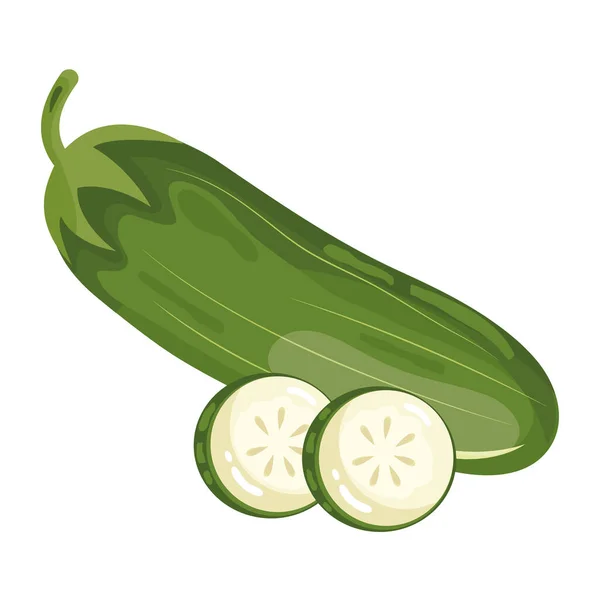 Čerstvá okurka zelenina zdravé potraviny ikona — Stockový vektor