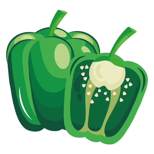 Verse groente greenpepper gezonde voeding icoon — Stockvector