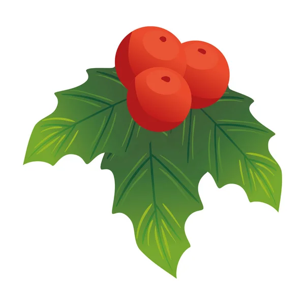 Feuilles décoratives de Noël avec des baies — Image vectorielle
