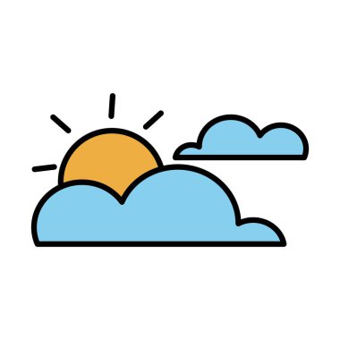Bulutlar ve güneş sahne çizgisi ve biçim simgesi