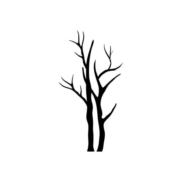 两季秋天干枯的树，枝干剪影风格图标 — 图库矢量图片