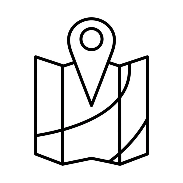 ピンの位置情報線のスタイルのアイコンと紙の地図ガイド — ストックベクタ