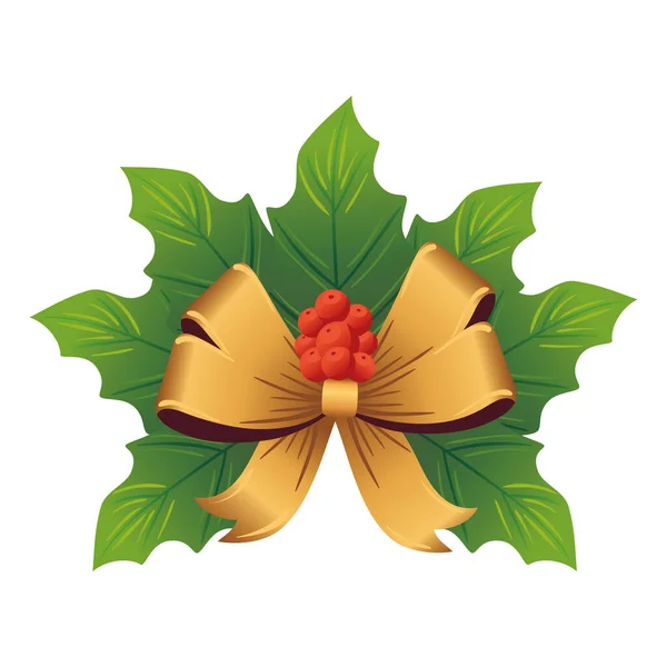 クリスマスゴールデンボウの葉飾り — ストックベクタ