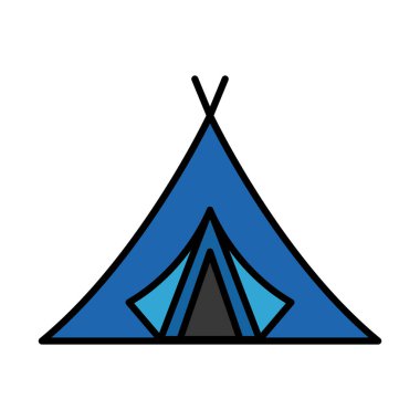 kamp çadırı çizgisi ve doldurma biçimi simgesi