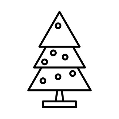 Mutlu noeller çam ağacı çizgisi tarzı ikon