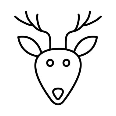 Mutlu noeller Ren geyiği çizgisi tarzı ikon