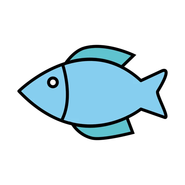 Línea de animales de pescado e icono de estilo de relleno — Vector de stock