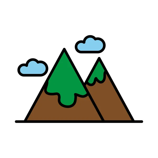 Montagnes avec ligne de neige et icône de style de remplissage — Image vectorielle
