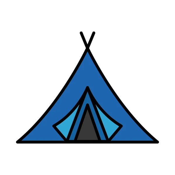 Werkzeuglinie für Campingzelte und Stilikone füllen — Stockvektor