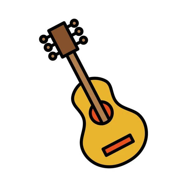 Linha de instrumento musical de guitarra e ícone de estilo de preenchimento —  Vetores de Stock