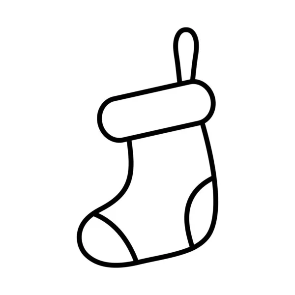 Feliz feliz feliz Navidad calcetín línea estilo icono — Vector de stock