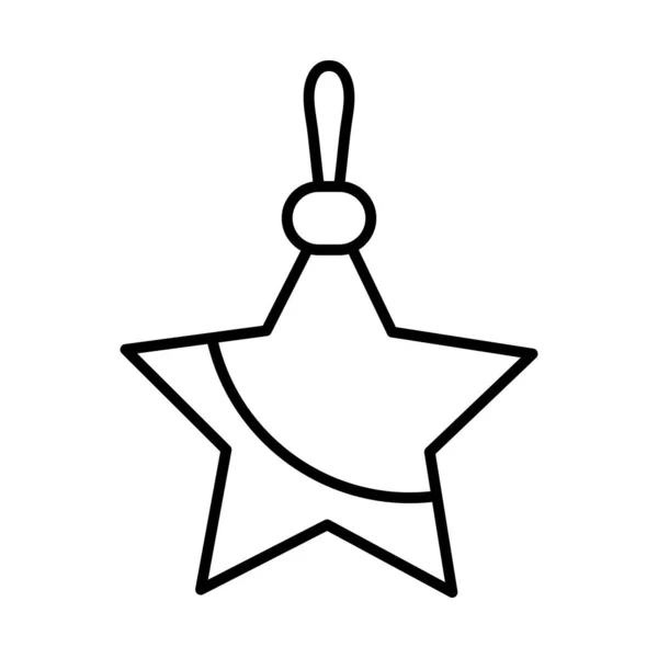Feliz Navidad estrella colgando icono de estilo de línea — Vector de stock