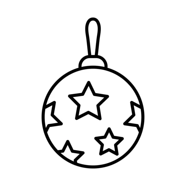 Lykkelig glædelig jul bold med stjerner linje stil ikon – Stock-vektor