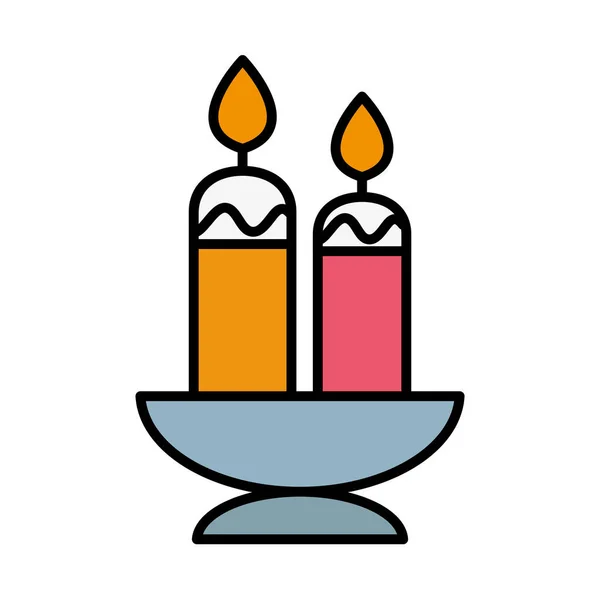 Frohe Weihnachten Kerze Linie und füllen Stil-Symbol — Stockvektor