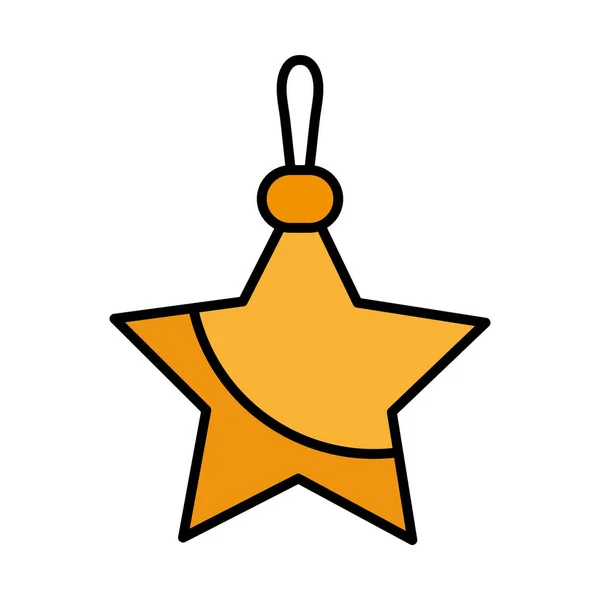 Joyeux noël étoile suspendue ligne et icône de style de remplissage — Image vectorielle