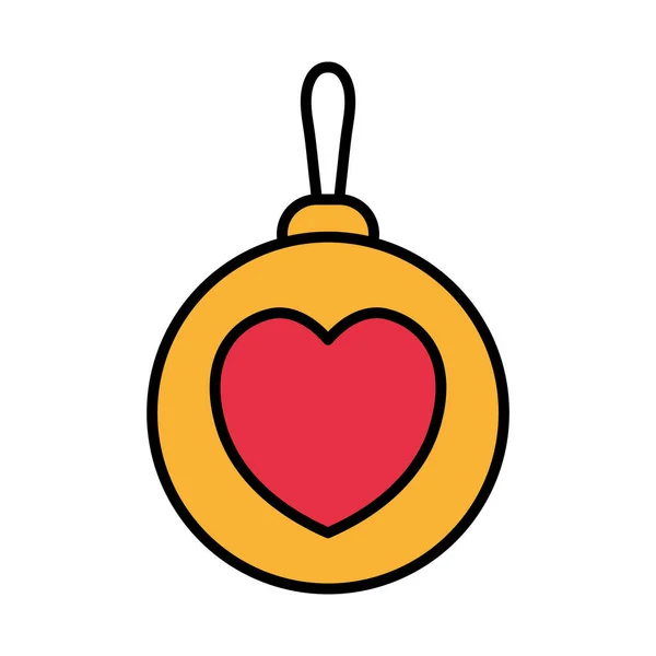 Wesołych Świąt piłka z linii serca i wypełnić ikonę stylu — Wektor stockowy
