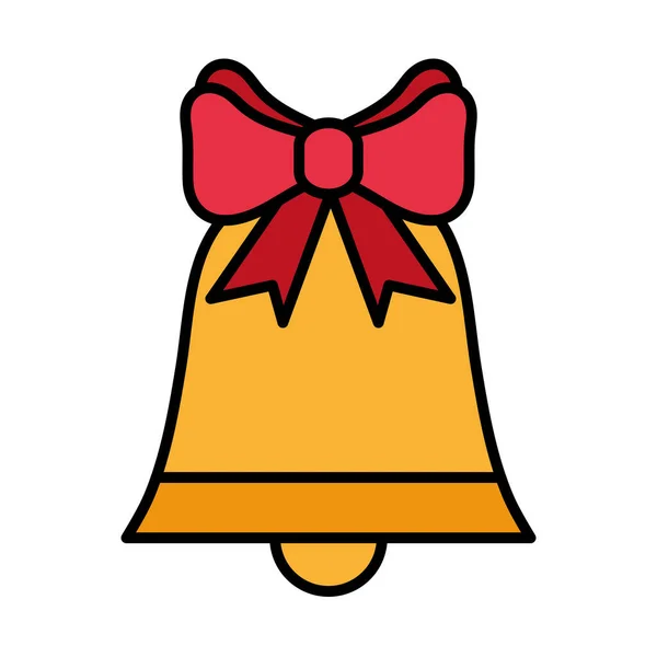 Frohe Weihnachten Glocke mit Schleife und Füllen Stil-Symbol — Stockvektor
