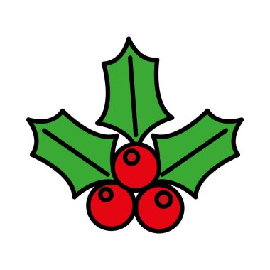 Mutlu noeller böğürtlen ve yapraklar çizgi halinde ve moda ikonu doldurun