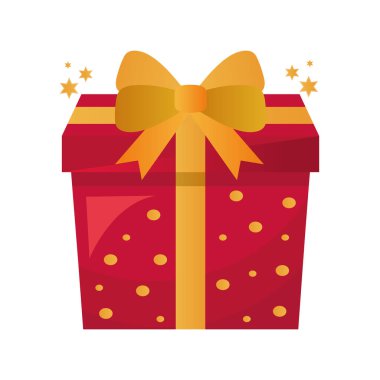 Altın kurdeleli kırmızı hediye.