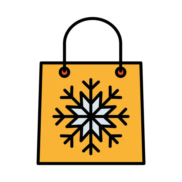 快乐快乐的圣诞购物袋，配有雪花线，充满时尚的象征 — 图库矢量图片