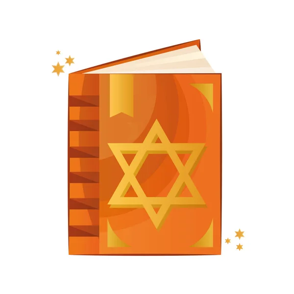 Libro de hanukkah con la celebración de la estrella judía icono tradicional — Vector de stock