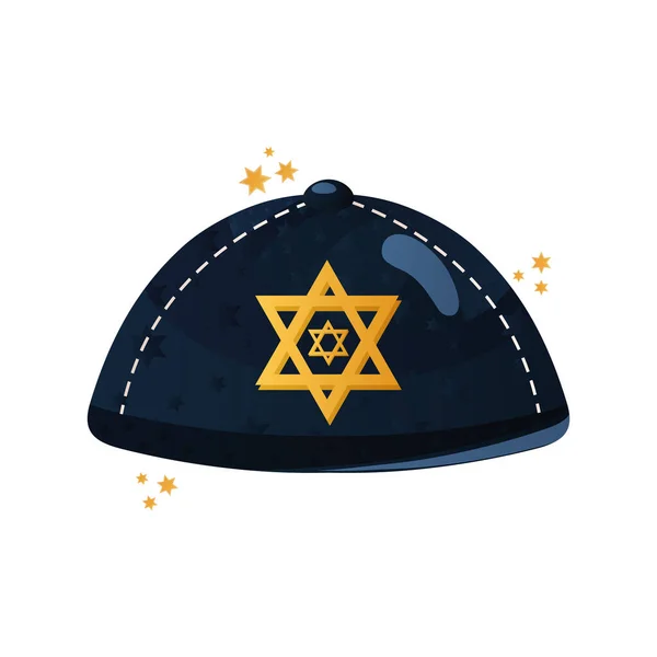 Joodse hoed met ster hanukkah viering traditionele icoon — Stockvector