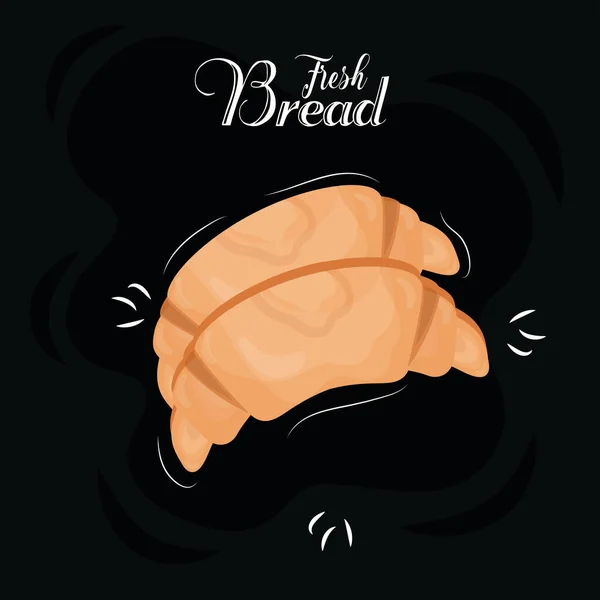 Kruvasan ekmeği lezzetli hamur işi ürünleri ve harfler. — Stok Vektör