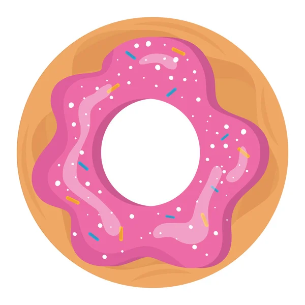 Zoete donut heerlijke gebak product icoon — Stockvector