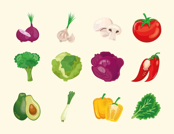 Пучок овочів набір іконок — стоковий вектор