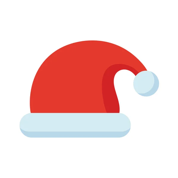 Gelukkig vrolijk kerstmis santa hoed platte stijl pictogram — Stockvector
