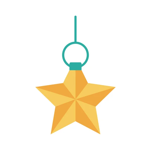 Christmas star decoration hanging flat style icon — 图库矢量图片