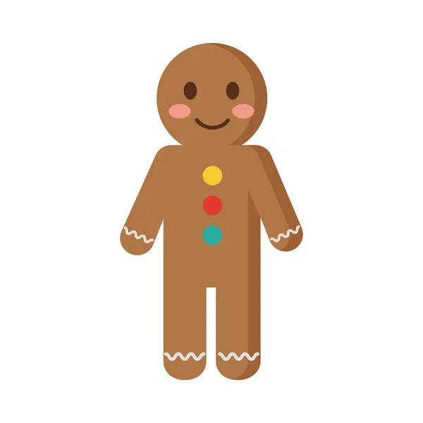 快乐快乐的圣诞生姜饼干扁平风格图标 — 图库矢量图片