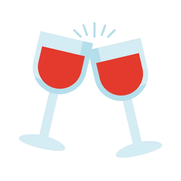 Vinné poháry pít plochý styl ikony — Stockový vektor