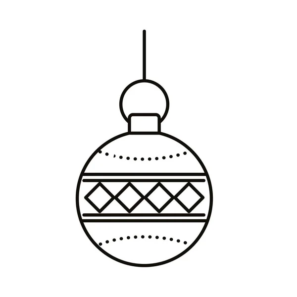 Щасливий веселий різдвяний м'яч висячої лінії стилю значок — стоковий вектор