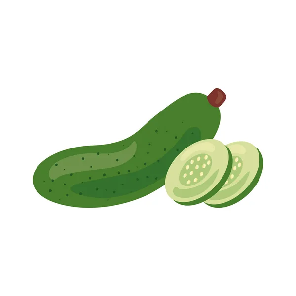 Concombre frais légume nourriture saine icône — Image vectorielle