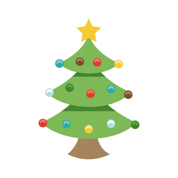 Feliz feliz feliz pino de Navidad icono de estilo plano — Vector de stock