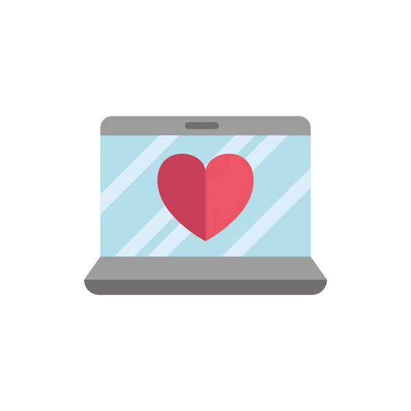 Heart of love feeling in laptop — 스톡 벡터
