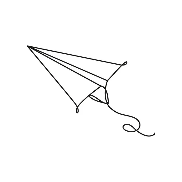 Papier Flugzeug Spielzeug eine Linie Stil-Ikone — Stockvektor