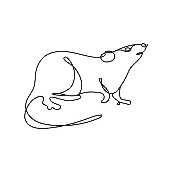 Patkány rágcsáló egy vonal stílusú ikon — Stock Vector