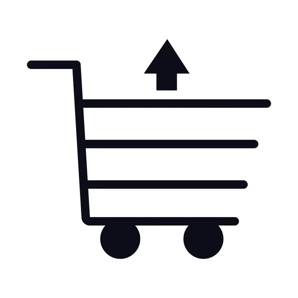 Carro de la compra con líneas horizontales icono de estilo de línea de supermercado — Vector de stock